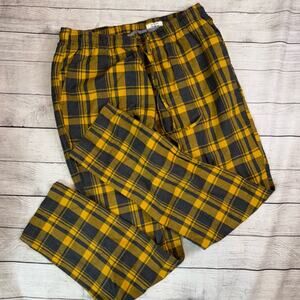 Shuttlenotes Japan NEW Men's Yellow and Gray Plaid Flannel Lounge Pants Large
